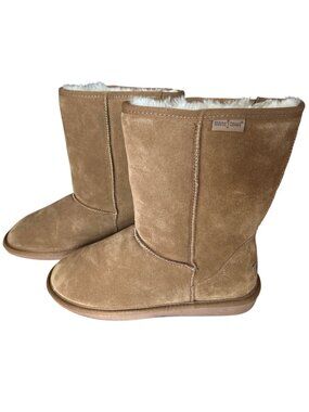 Minnetonka Callahan Short Boots Women’s 10 Tan Suede Faux Fur